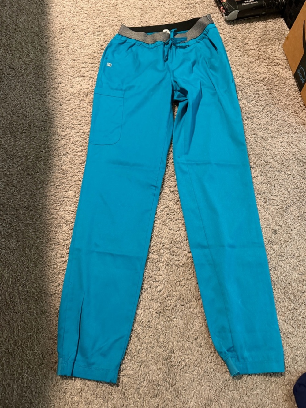 Bright Teal Scrub Pants with Drawstring Waist- XXS- maevn